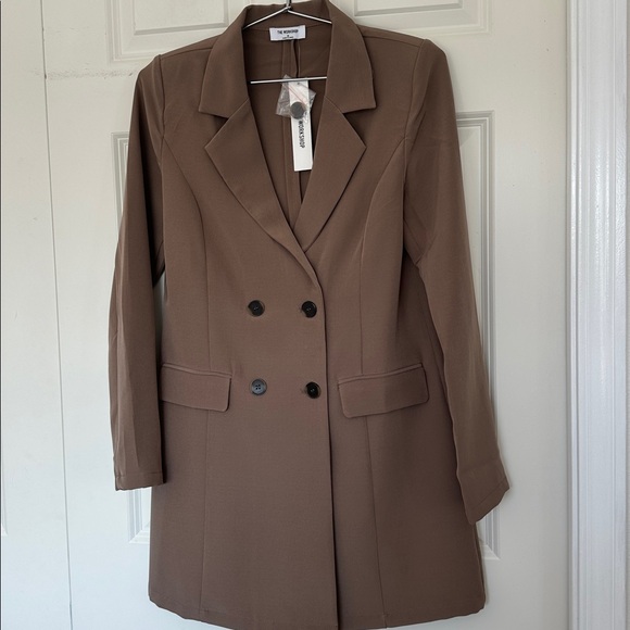 Mocha brown Long sleeve blazer dress double breasted NWT Size Medium - Picture 5 of 7